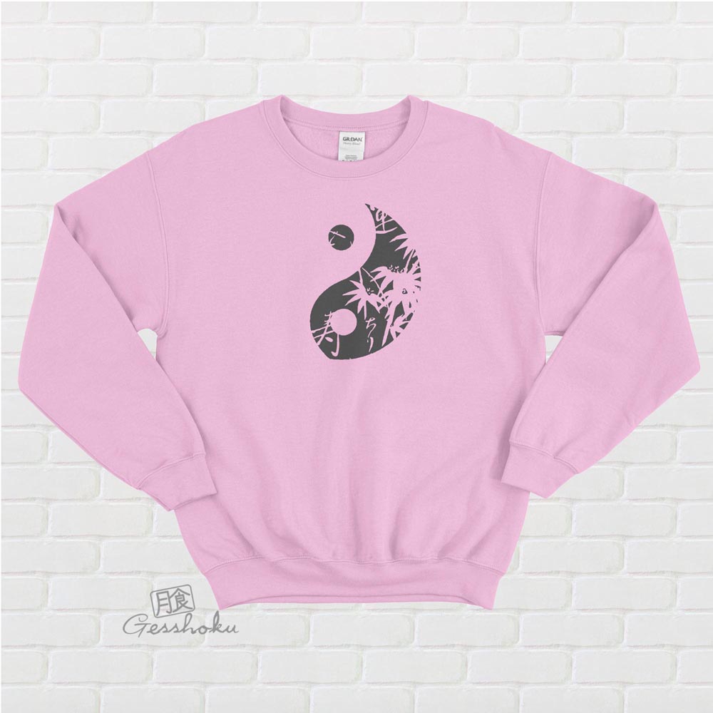 Asian Pattern Yin Yang Crewneck Sweatshirt - Light Pink