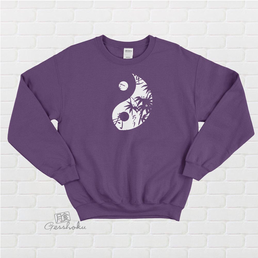 Asian Pattern Yin Yang Crewneck Sweatshirt - Purple