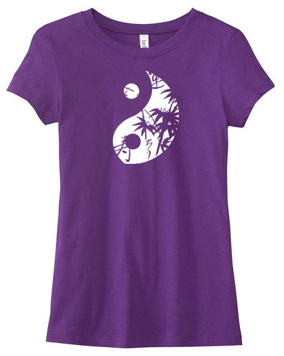 Asian Pattern Yin Yang Ladies T-shirt - Purple