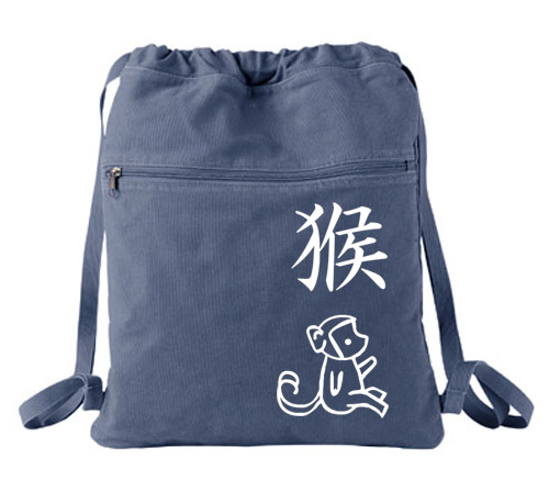 Year of the Monkey Cinch Backpack - Denim Blue