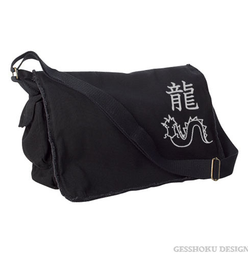 Year of the Dragon Chinese Zodiac Messenger Bag - Black